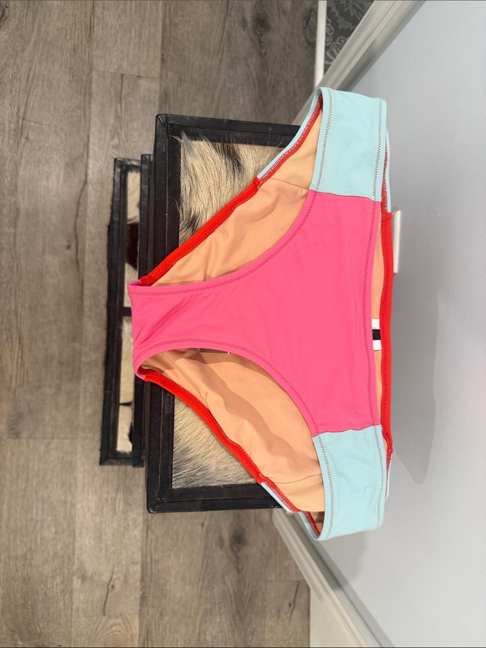 J. Crew Colorblock Bikini Bottoms in Pink, Peach & Light Blue